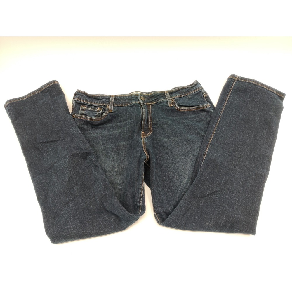 Signature by Levi Strauss & Co Womens Mid Rise Straight Leg Jeans Dark Wash 14 S